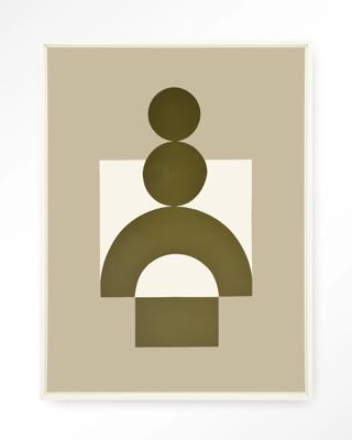 Urban Cotton Wandkleed 'Forma 3 Beige' 110 x 145cm in Floating Frame - off white