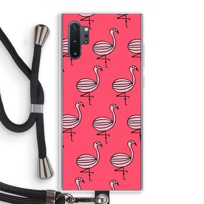 Flamingo: Samsung Galaxy Note 10 Plus Transparant Hoesje met koord