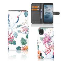 Nokia C2 2nd Edition | Telefoonhoesje | Met pasjeshouder | Bird Flowers