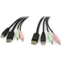 StarTech.com 1,80m 4-in-1 USB DisplayPort KVM-switch Kabel met Audio en Microfoon