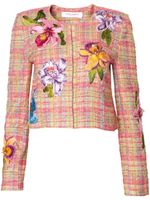 Carolina Herrera veste en tweed à fleurs brodées - Rose - thumbnail