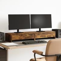 Monitorstandaard met lades 100x27x15 cm hout gerookt eikenkleur