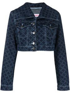 Charles Jeffrey Loverboy veste courte en jean à imprimé monogrammé - Bleu