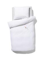 HEMA Dekbedovertrek 140x200/220cm zacht katoen structuur stip (wit)
