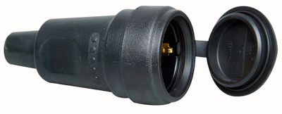 Kopp contrastekker rubber RA met klep IP44 zwart
