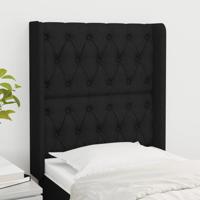 Hoofdbord met randen 83x16x118/128 cm stof zwart
