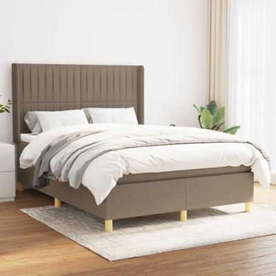Boxspring met matras stof taupe 140x190 cm