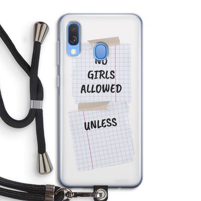 No Girls Allowed Unless: Samsung Galaxy A40 Transparant Hoesje met koord