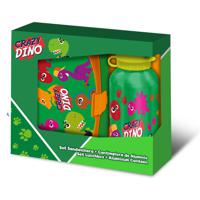 Crazy Dino lunchbox set voor kinderen - 2-delig - groen - aluminium/kunststof    -