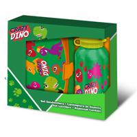 Crazy Dino lunchbox set voor kinderen - 2-delig - groen - aluminium/kunststof    - - thumbnail