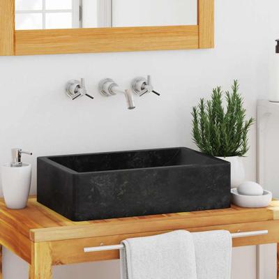 Gootsteen 45x30x12 cm marmer hoogglans zwart