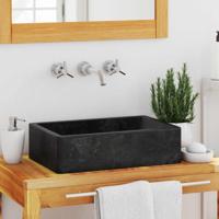 Gootsteen 45x30x12 cm marmer hoogglans zwart