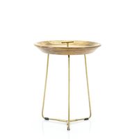 Ronde Bijzettafel Medja  | Metaal Hout  | Mangohout | Geel Goud - thumbnail