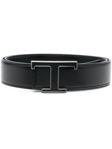 Tod's ceinture en cuir à boucle logo - Noir