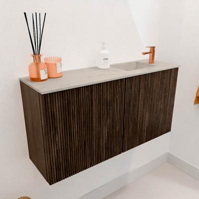 Toiletmeubel Mondiaz Joya Dlux | 80 cm | Meubelkleur Walnut | Faye wastafel Opalo Wasbak Rechts | 1 kraangat