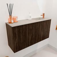 Toiletmeubel Mondiaz Joya Dlux | 80 cm | Meubelkleur Walnut | Faye wastafel Opalo Wasbak Rechts | 1 kraangat