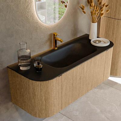 Badmeubel Mondiaz Kurve | 120 cm | Meubelkleur Oak | Wastafelkleur Urban | Midden spoelbak | 1 kraangat