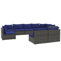 The Living Store Loungeset Poly Rattan - Modulair Design - Grijs - 70 x 70 x 60.5 cm