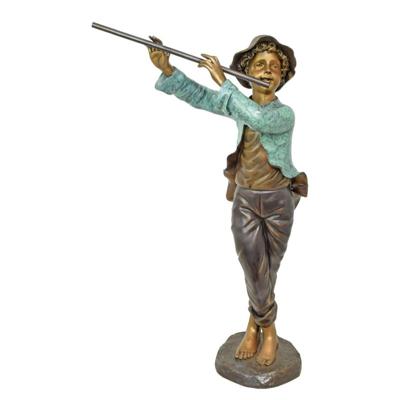 BRONZEN BEELD VAN JONGEN DIE FLUIT SPEELT