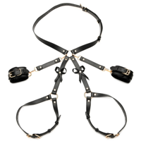 XR Brands Bondage Harness with Bows - M/L - Black