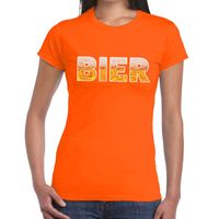 Bier tekst t-shirt oranje dames - thumbnail