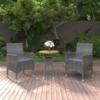 3-delige Tuinset poly rattan grijs