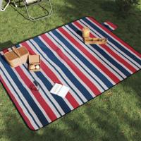 VidaXL Picknickkleed opvouwbaar strepen 200x150 cm fluweel blauw rood VidaXL Picknickkleed opvouwbaar strepen 200x150 cm fluweel blauw rood