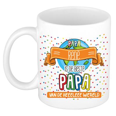 Naam mok papa Ren? - wit - de beste - keramiek - 300 ml - Vaderdag/verjaardag