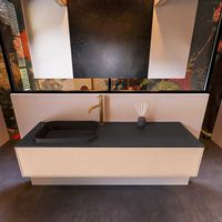 Badkamermeubelset Mondiaz Erin 150 cm met 1 Lade met RIDGE Wastafel Links Urban met 1 kraangat Greeploos Mat Rosee Badkamermeubelset Mondiaz Erin 150 cm met 1 Lade met RIDGE Wastafel Links Urban met 1 kraangat Greeploos Mat Rosee