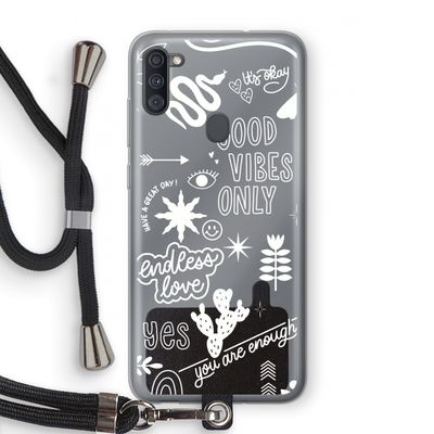 Good vibes: Samsung Galaxy A11 Transparant Hoesje met koord