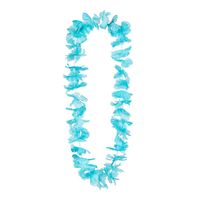 Hawaii krans/slinger - Tropische kleuren turquoise blauw - Bloemen hals slingers - thumbnail