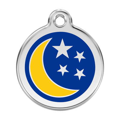 Moon & Stars Navy roestvrijstalen hondenpenning large/groot dia. 3,8 cm - Reddingo