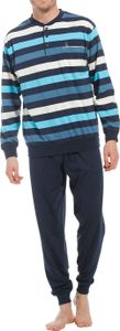 Robson pyjama met knopen en boorden blauw