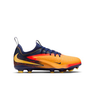 Nike Phantom 6 Low Haaland Academy Gras / Kunstgras Voetbalschoenen (MG) Kids Donkerblauw Oranje Geel Rood