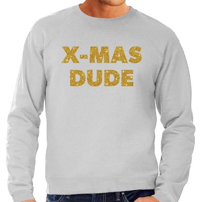 Foute Kersttrui sweater - x-mas dude - goud / glitters - grijs - heren - kerstkleding Foute Kersttrui sweater - x-mas dude - goud / glitters - grijs - heren - kerstkleding
