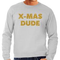 Foute Kersttrui sweater - x-mas dude - goud / glitters - grijs - heren - kerstkleding