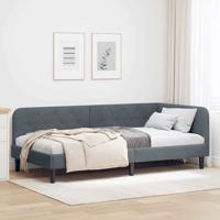 Hoekbedframe met hoofdeinde Donkergrijs 90 x 190 cm Fluweel