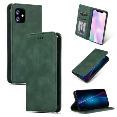 Retro huid voelen Business magnetische horizontale Flip lederen case voor iPhone 11 (Army Green)
