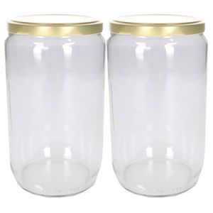 Set van 2x stuks luchtdichte weckpotten/jampotten transparant glas 720 ml - Weckpotten