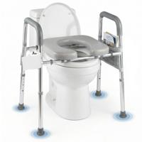 Toiletverhoger met Handgrepen Beklede Zitting en Aluminium Frame in Hoogte en Breedte Verstelbaar Verhoogde Toiletbril voor Senioren Gehandicapten en Zwangere Vrouwen