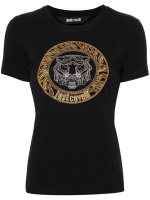 Just Cavalli t-shirt à logo strassé - Noir