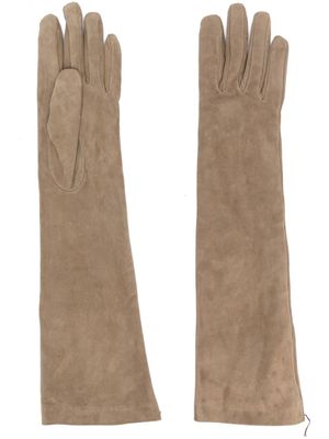 Brunello Cucinelli gants longs en daim - Vert