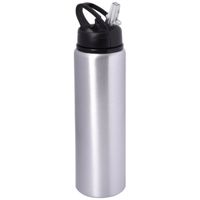 Waterfles/sportfles/drinkfles Sporty - zilver - aluminium/kunststof - 800 ml - thumbnail