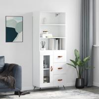 Hoge kast 69,5x34x180 cm bewerkt hout wit