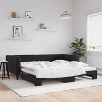 Slaapbank met onderschuifbed 100x200 cm fluweel zwart