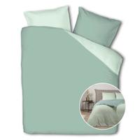 Dekbedovertrek Hotel Two Tone - Eenpersoons (140x200 cm) - Groen Microvezel - Dessin: Effen - Fresh and Co - Dekbed-Discounter.nl