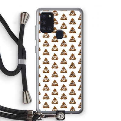 Poop emoji: Samsung Galaxy A21s Transparant Hoesje met koord