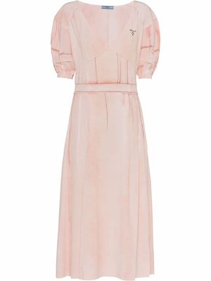 Prada robe en crêpe à logo imprimé - Rose