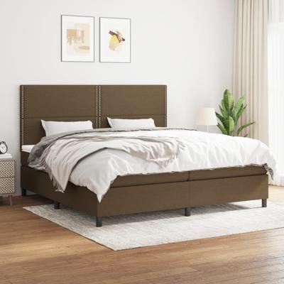 Boxspring met matras stof donkerbruin 200x200 cm