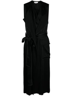 Victoria Beckham robe mi-longue sans manches à taille ceinturée - Noir